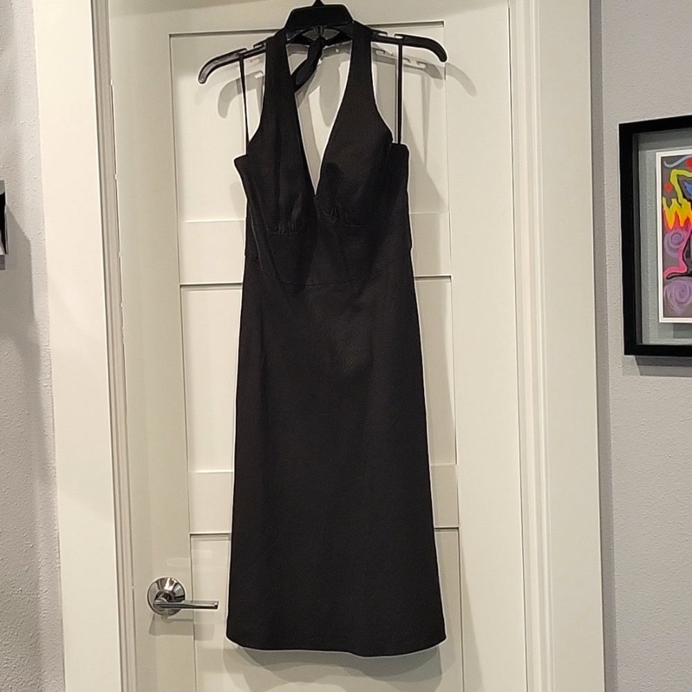 Saks Fifth Ave Threads Black Halter Linen Dress